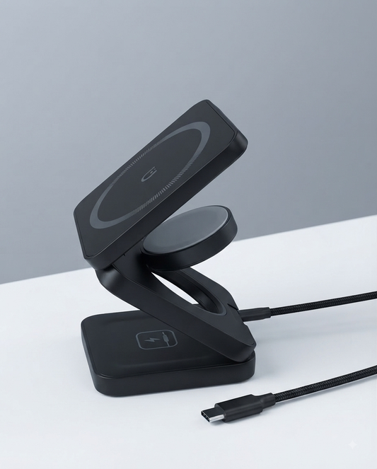 Organisateur de charge 3 en 1 - Smartphone, écouteur et montre.