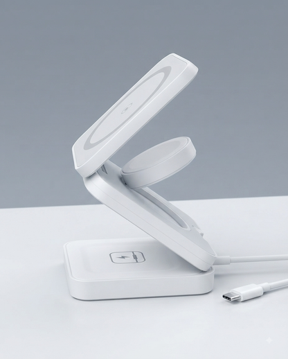 Organisateur de charge 3 en 1 - Smartphone, écouteur et montre.